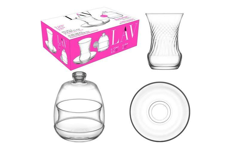 LAV Inci + Cilek  Zucker Glasschale Sekerlik 6er Set 12er Türkische Teegläserset Gläserset Cay Barda