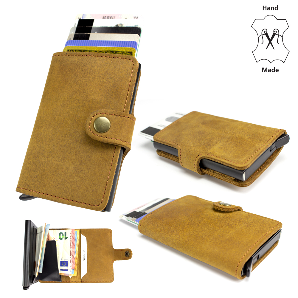 Slim Wallet Echt Leder Kartenetui RFID Schutz Bis 8 Karten Black