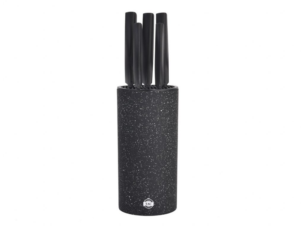 Tac Slice | 6 Teilig | Messer-Set | Küchenmesser-Set | aus Edelstahl | inkl.Messerständer | Schwarz