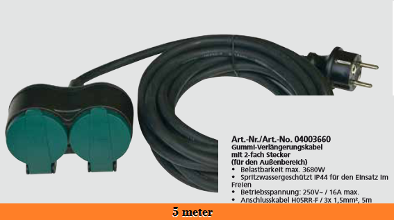 Strom Verlängerungskabel mit 2-Stecker