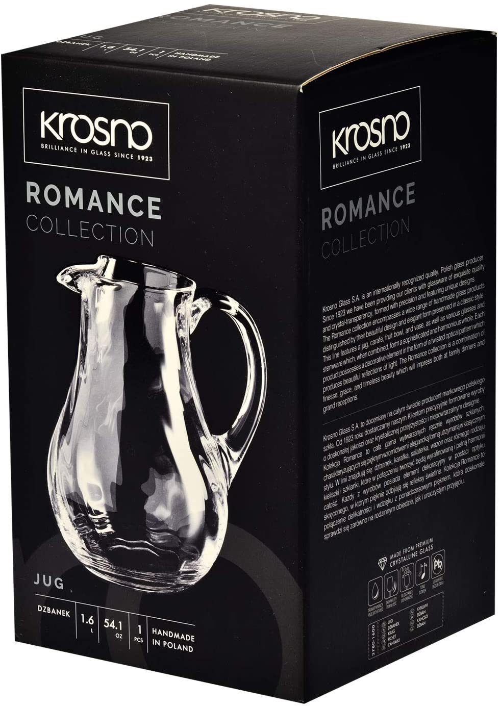 Wasserkrug Glaskrug | 1600 ML | für Wasser und Andere Kalte Getränke